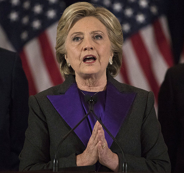 Hillary Clinton's Concession Speech Ralph Lauren suit. Picture by Getty Images