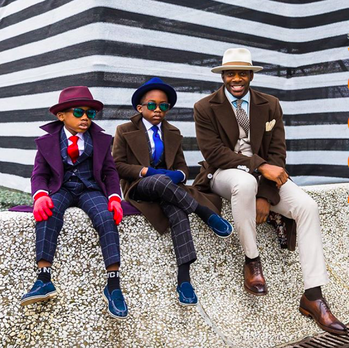 Designer Daniel Mofor and his sons #pittiuomo. Photo by Acielle @styledumonde (Instagram)