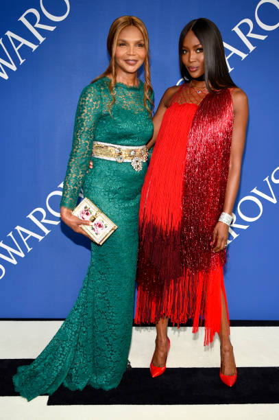 Valerie and Naomi Campbell wearing Calvin Klein at the CFDA Awards. Picture by Getty Images