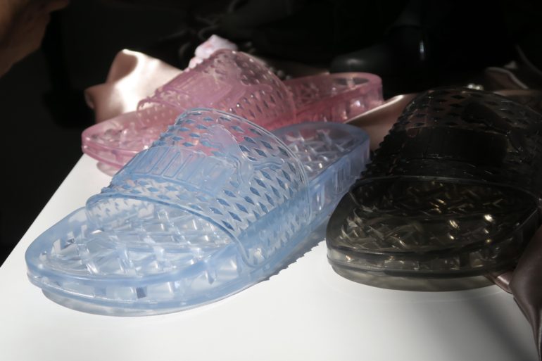 colorful jelly puma slides