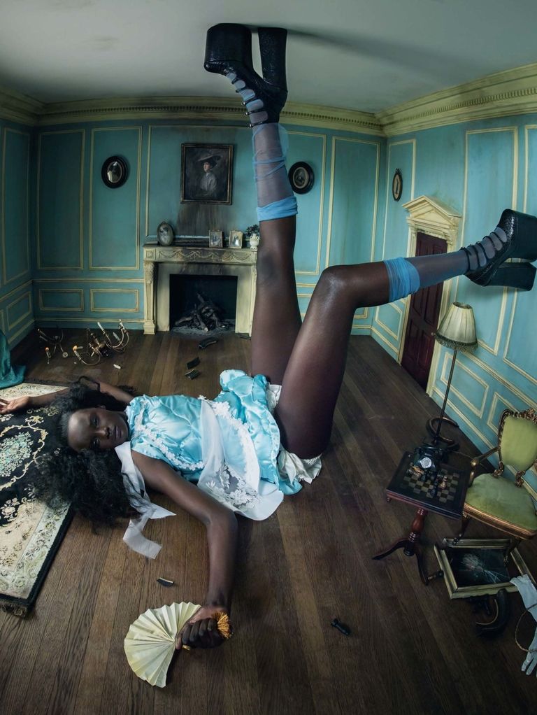 Duckie Thot as Alice in the Pirelli Calendar captured by Tim Walker, styled by Edward Enniful and set design by Shona Heath