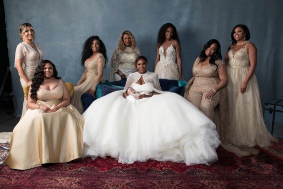 L-R: Val Vogt, Justus Bobbitt, Lyndrea Price, Oracene Price, Serena Williams, Olympia, Venus Williams, Isha Price, and Diondra Thornton. Photo by Bob Metelus and Erica Rodriguez