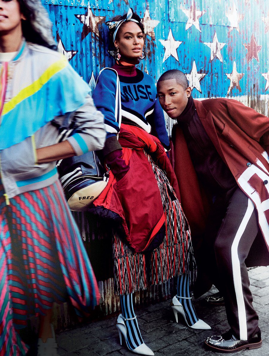 Pharrell Williams and Imaan Hammam for Vogue US by Mario Testino