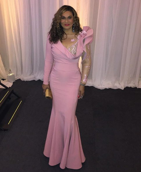 Tina Lawson at Serena Williams' wedding. Instagram @mstinalawson