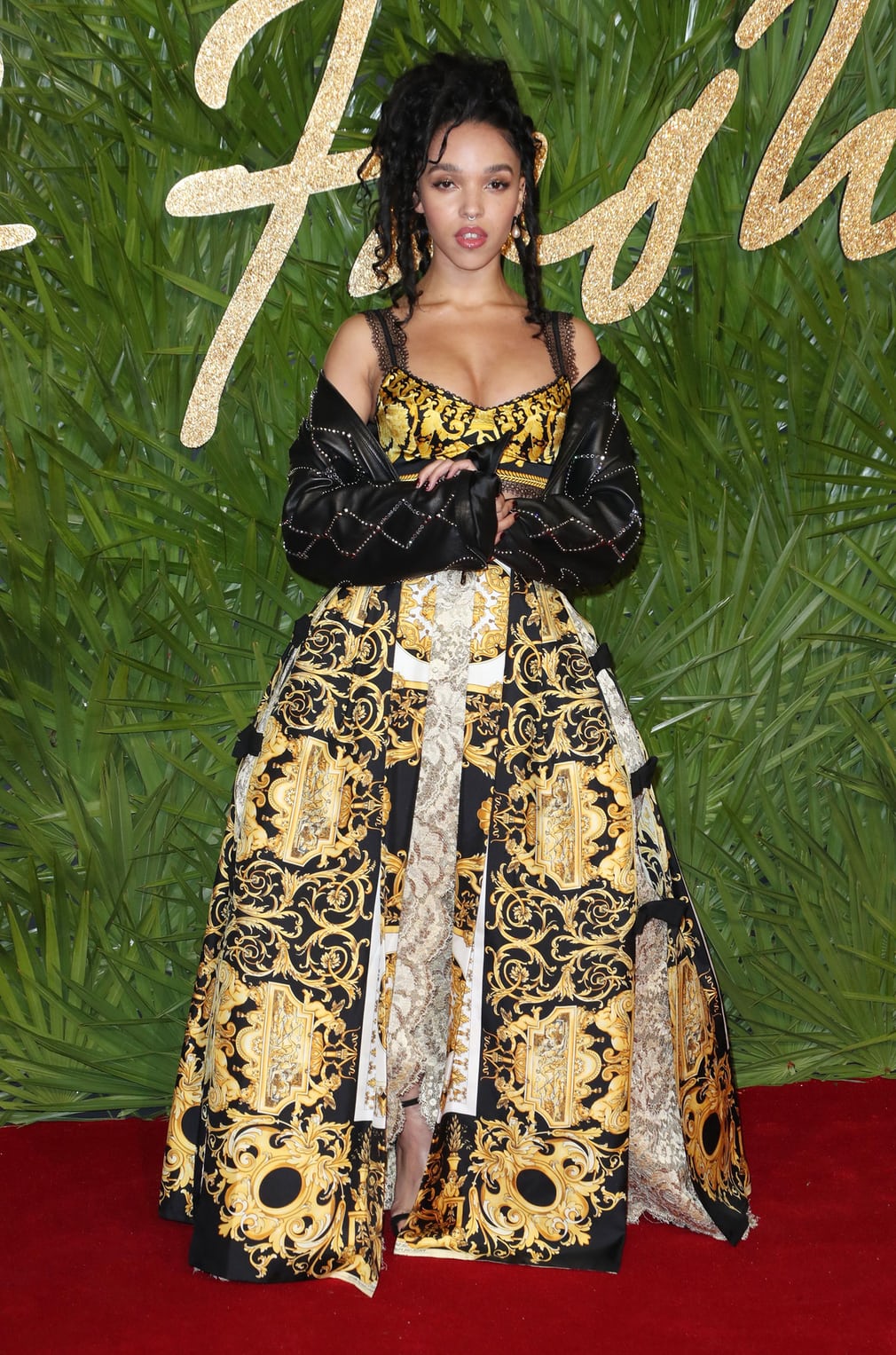 FKA Twigs in Versace. Photograph by Matt Baron/REX/Shutterstock