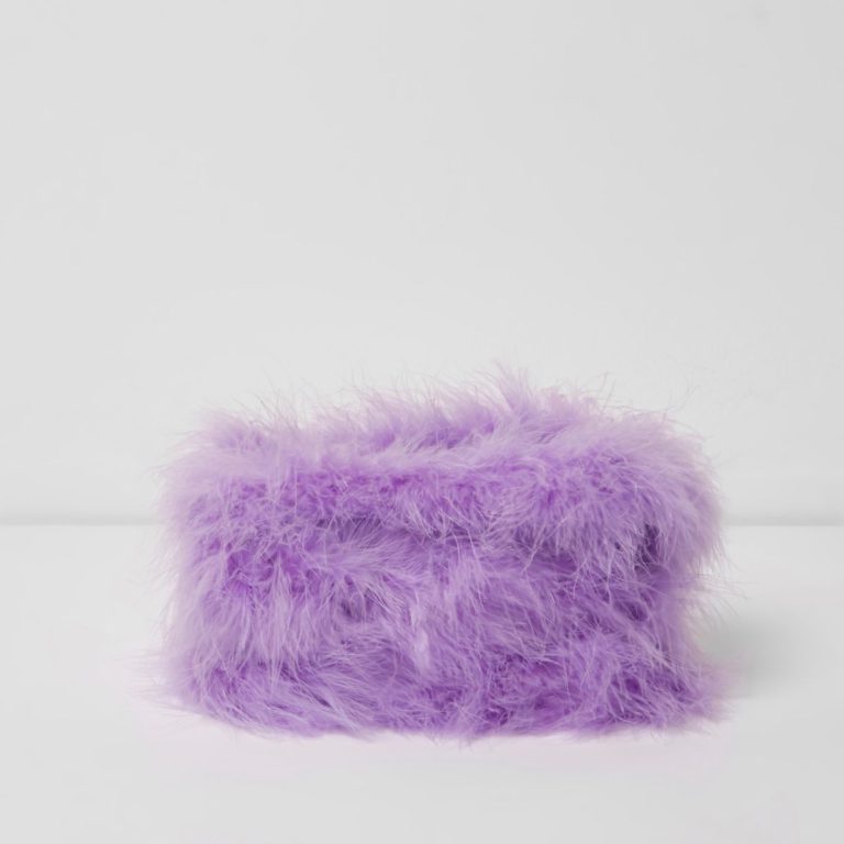 River Island - Light purple feather make-up bag $32