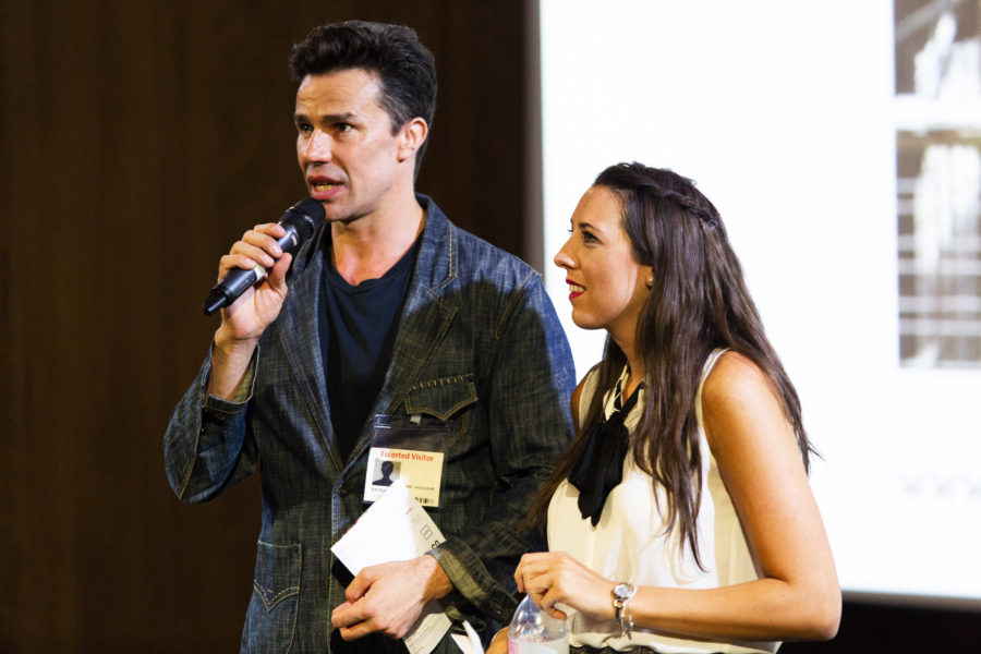 GFX founder Patrick Duffy with guest speaker Emma Hall of the West London Waste Authority; partners of the event. Photo credit: Bronac McNeill