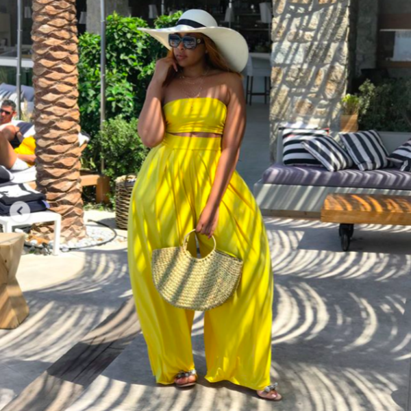 Brown Mbombo's vacation style in Mykonos via Instagram @brownmbombo