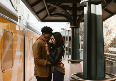 Couple at train station