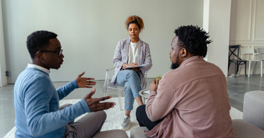 Couple arguing at therapist