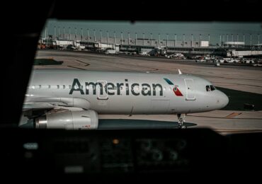 an american airline passenger plane in the airport