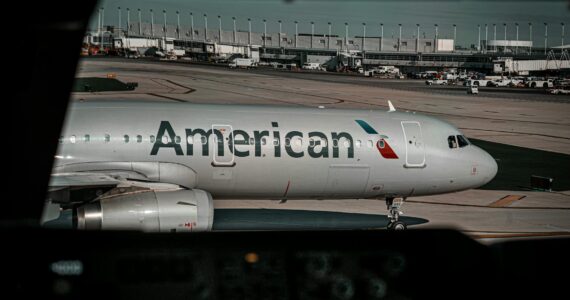an american airline passenger plane in the airport